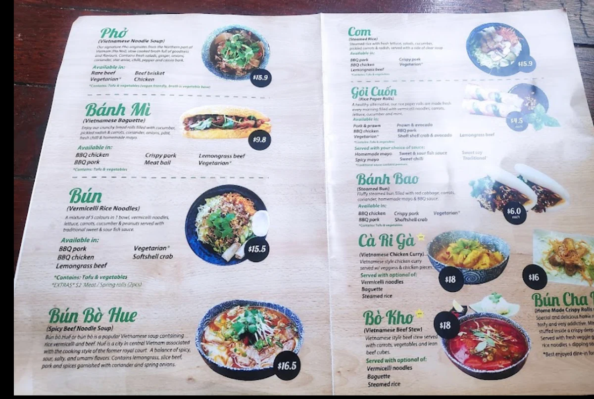 Menu, Pho Nung 123