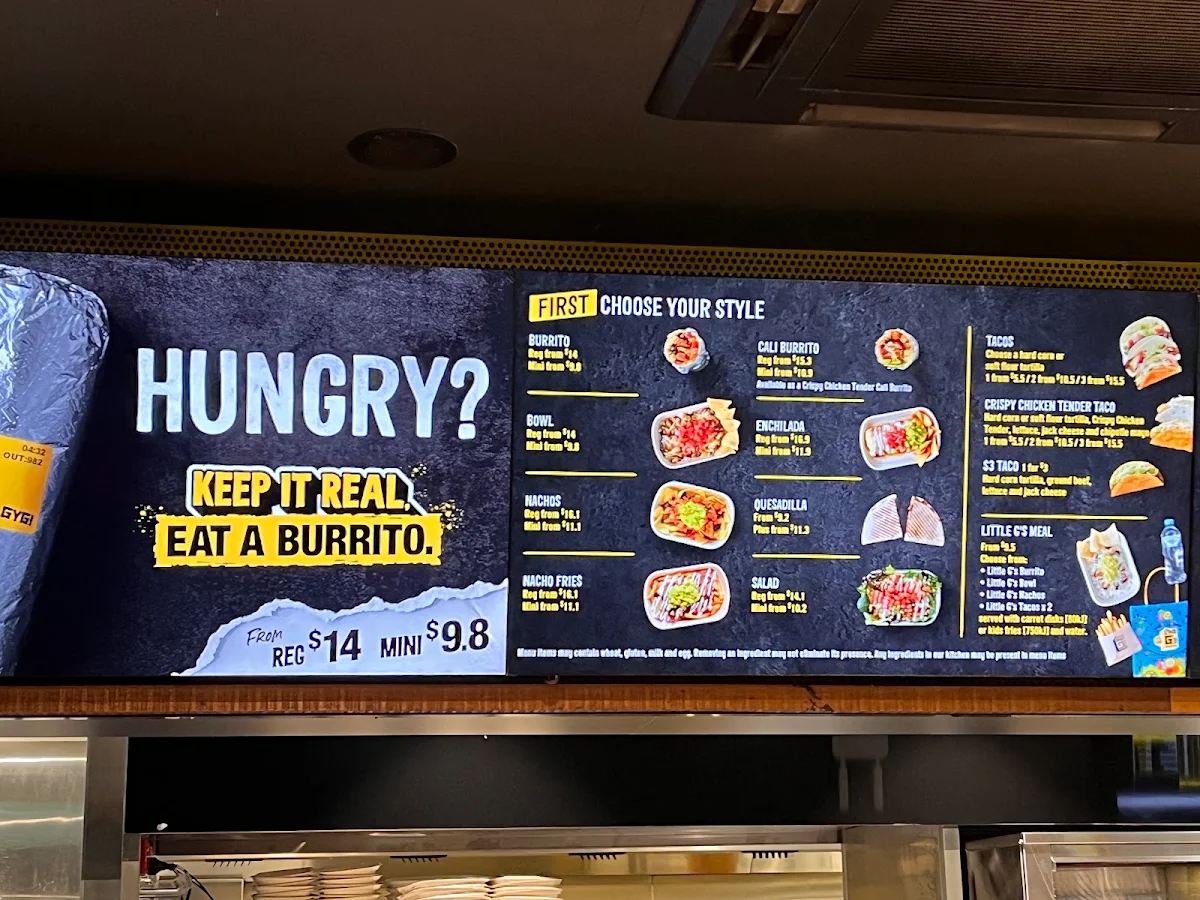 Menu, Guzman y Gomez - Albert Lane
