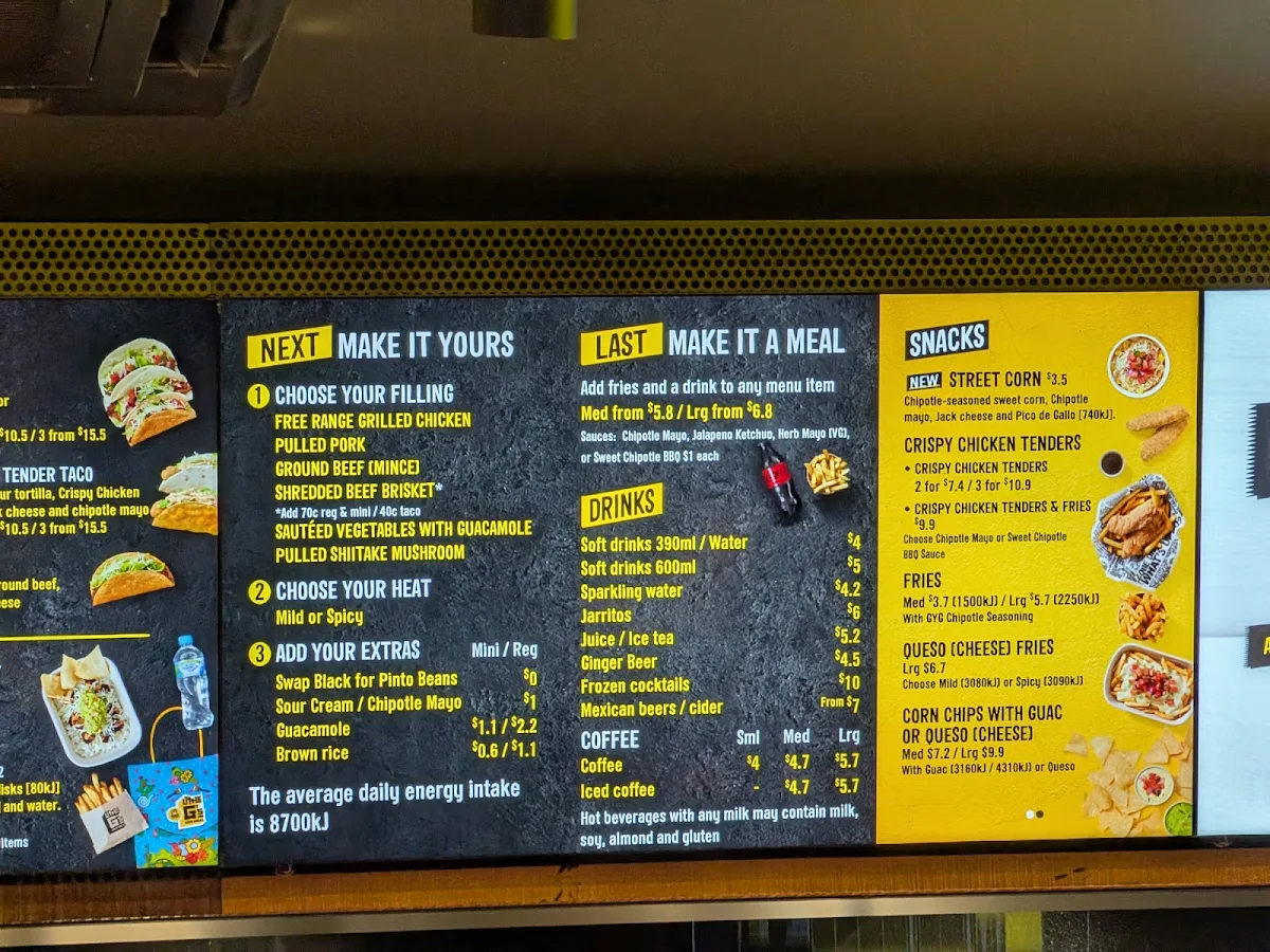Menu, Guzman y Gomez - Albert Lane