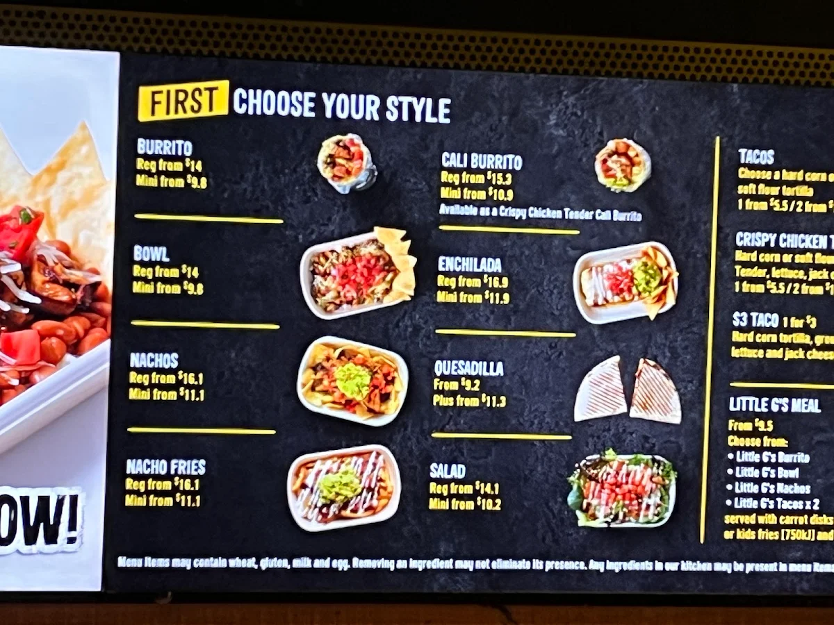 Menu, Guzman y Gomez - Albert Lane