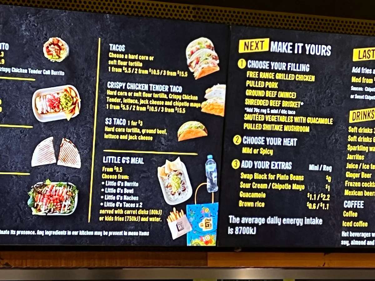 Menu, Guzman y Gomez - Albert Lane