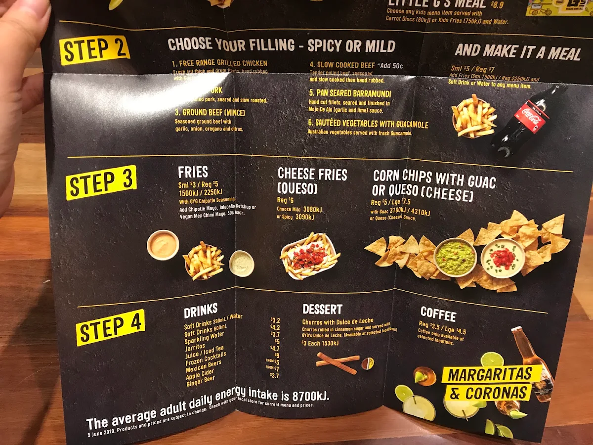 Menu, Guzman y Gomez - Albert Lane