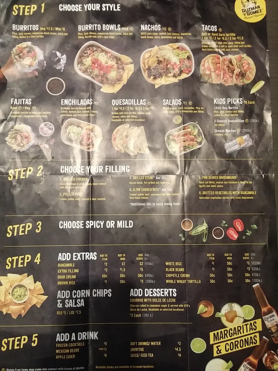 Menu, Guzman y Gomez - Albert Lane