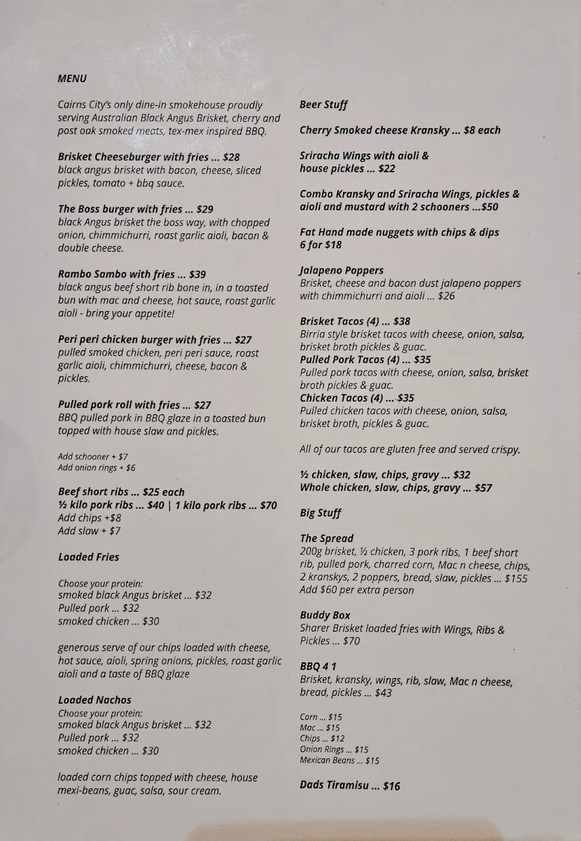 Menu, Slap and Pickle Low and Slow Smokehouse
