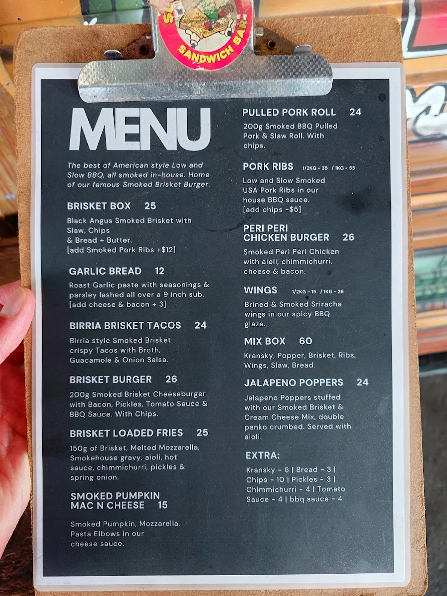 Menu, Slap and Pickle Low and Slow Smokehouse