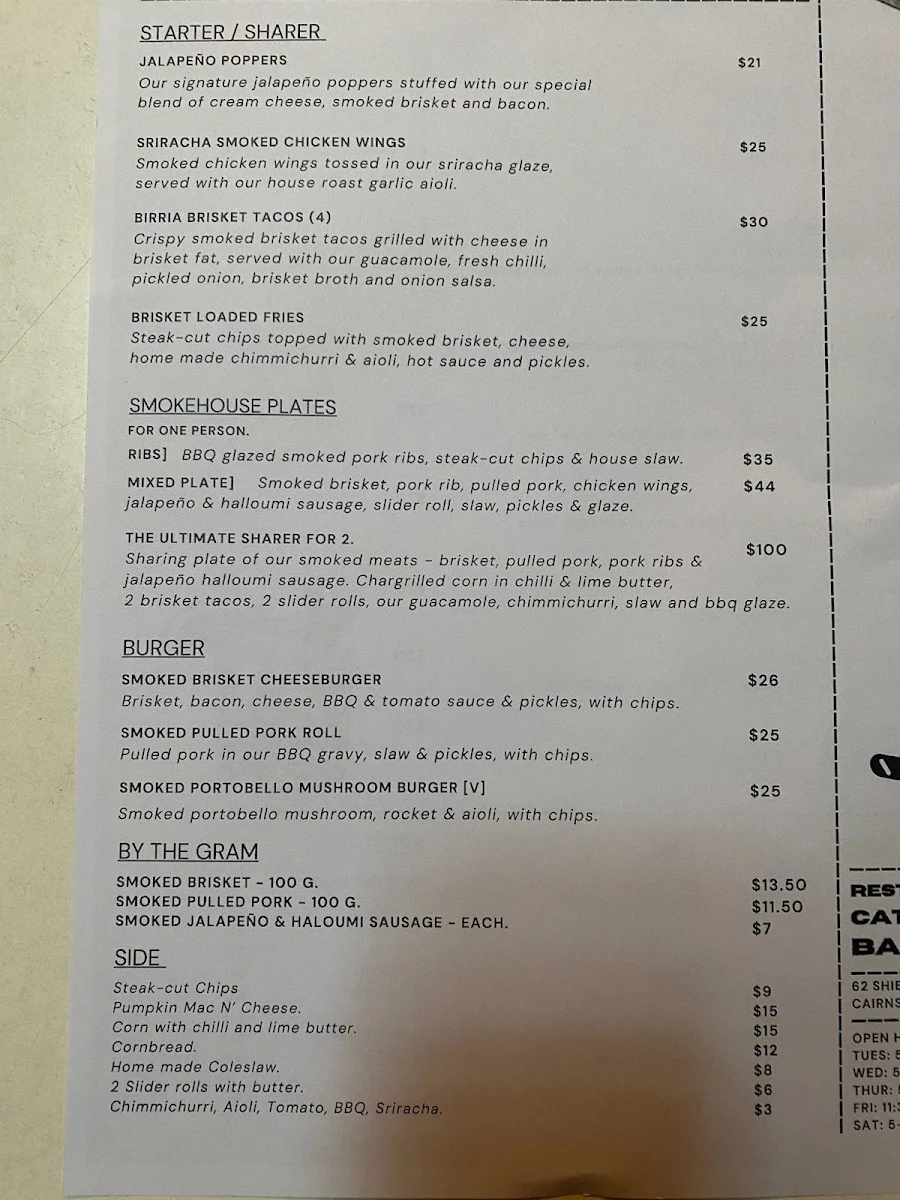Menu, Slap and Pickle Low and Slow Smokehouse