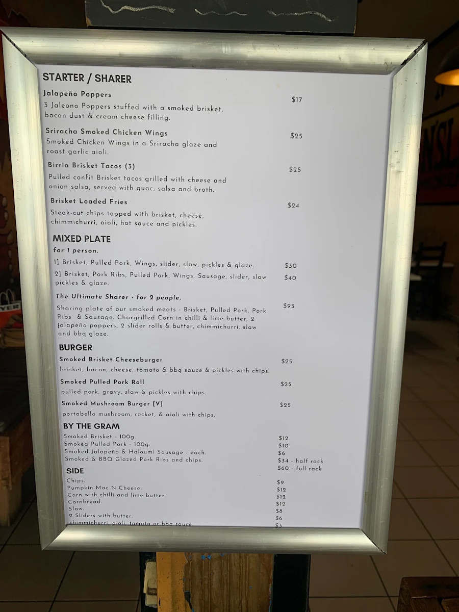 Menu, Slap and Pickle Low and Slow Smokehouse