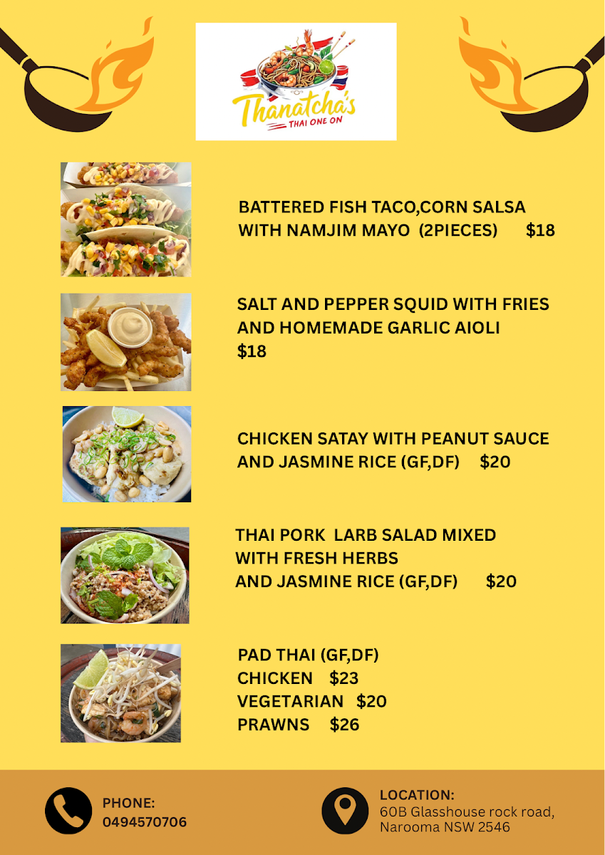 Menu, Thanatcha’s Thai One On