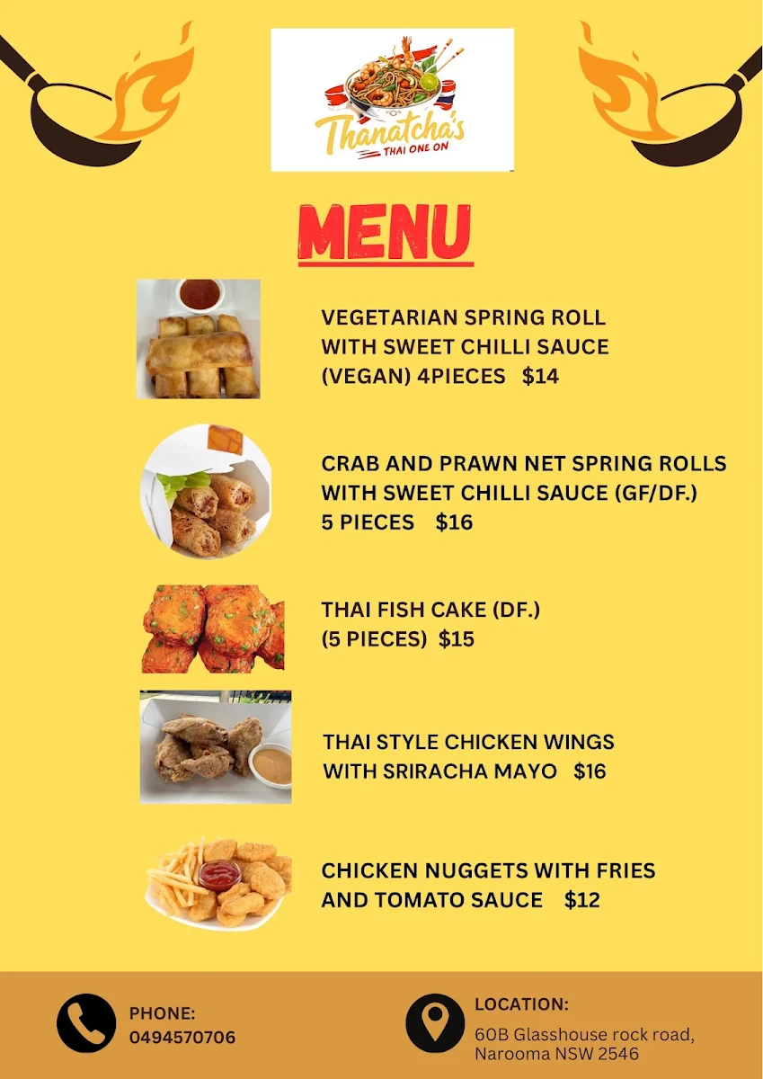 Menu, Thanatcha’s Thai One On