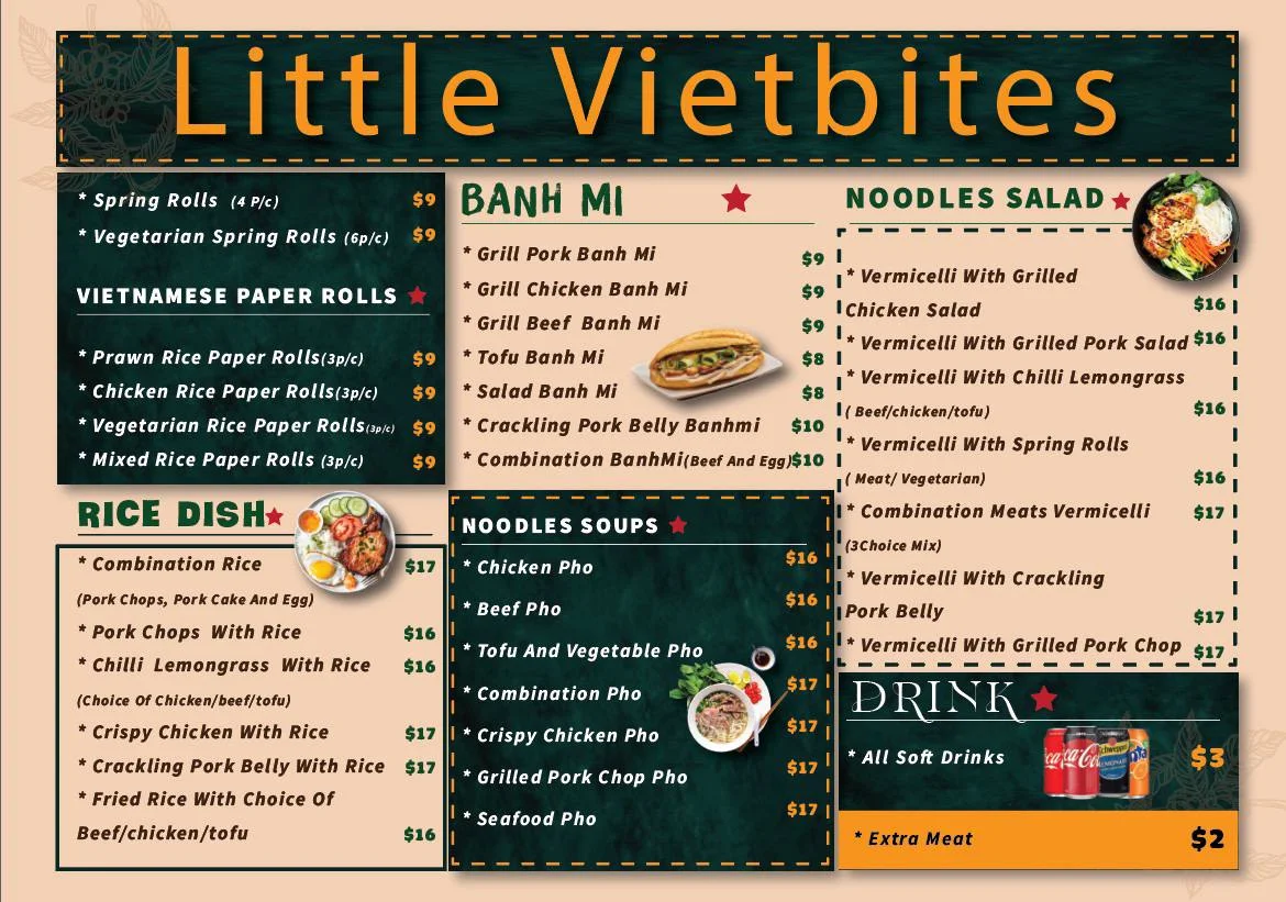 Menu, Little Viet Bites