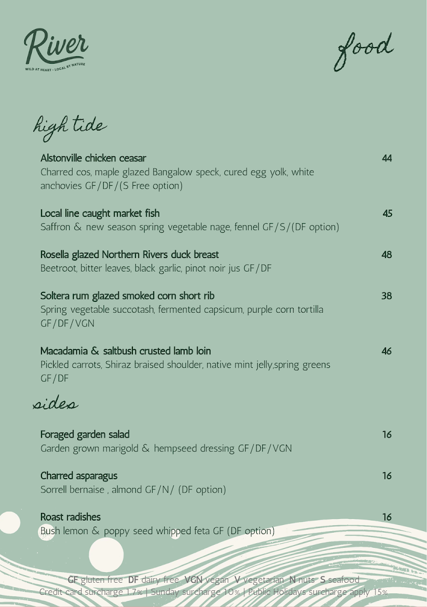 Menu, River - Wild at Heart