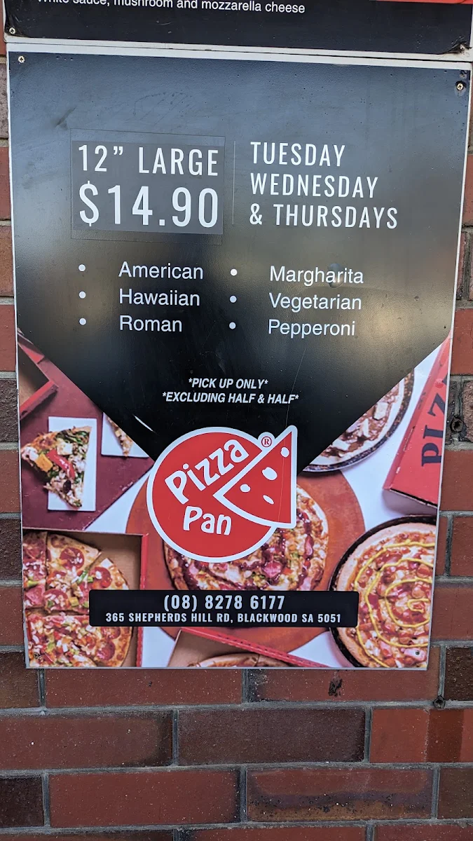 Menu, Pizza Pan Blackwood