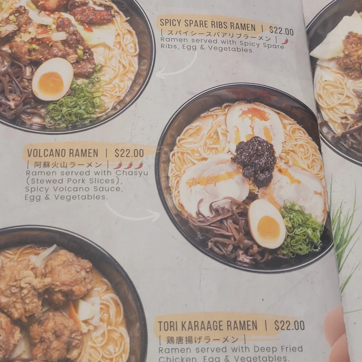 Menu, Ajisen Ramen Knox