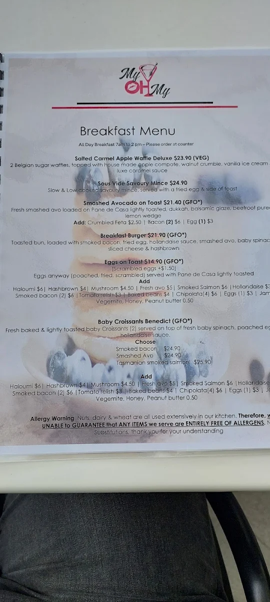 Menu, My Oh My Cafe