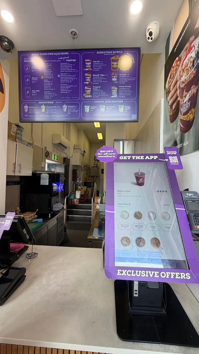 Menu, Oakberry Acai Perth CBD