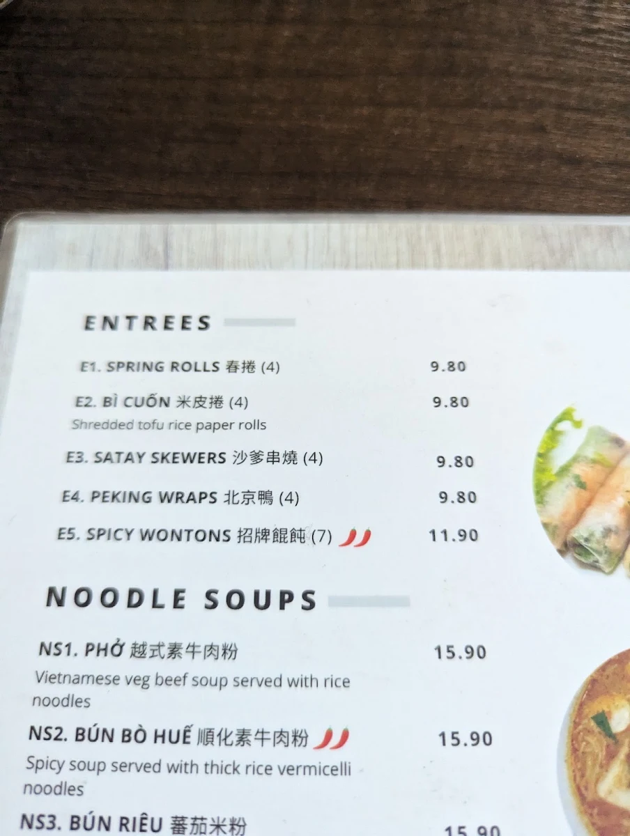 Menu, King's Vegetarian