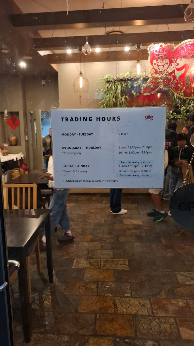 Menu, King's Vegetarian