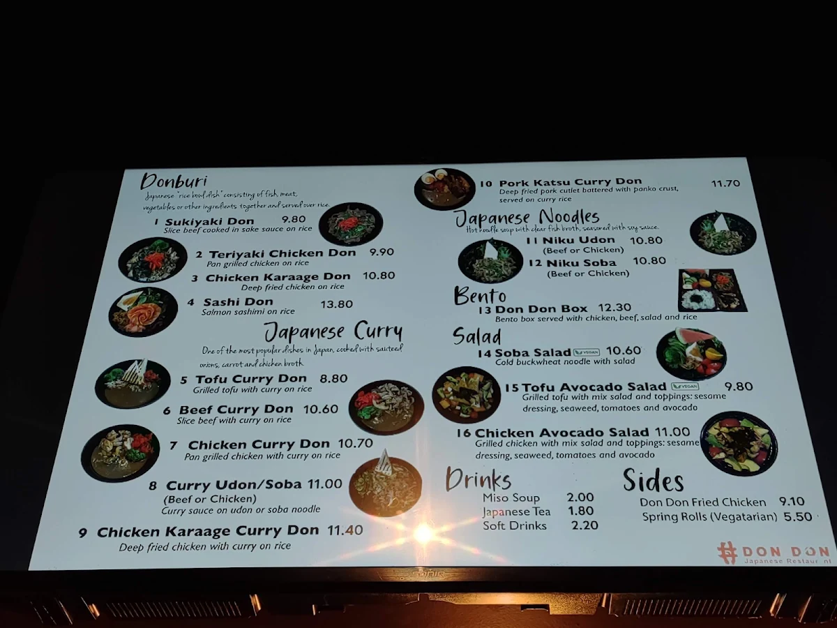 Menu, Don Don South Melbourne