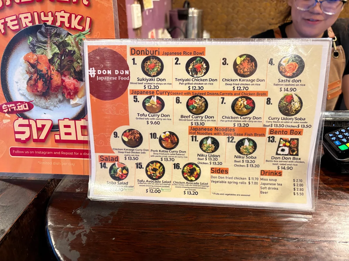 Menu, Don Don South Melbourne