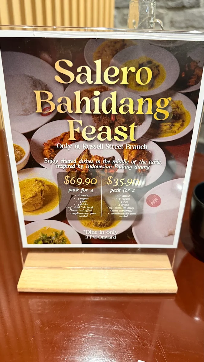 Menu, Salero Kito Russell Street (HALAL)