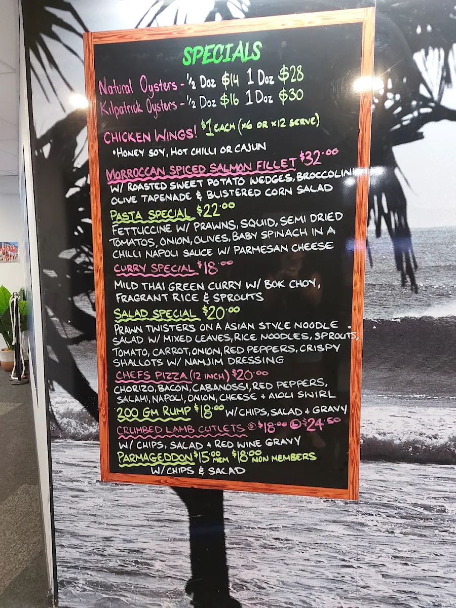 Menu, Seaview Tavern