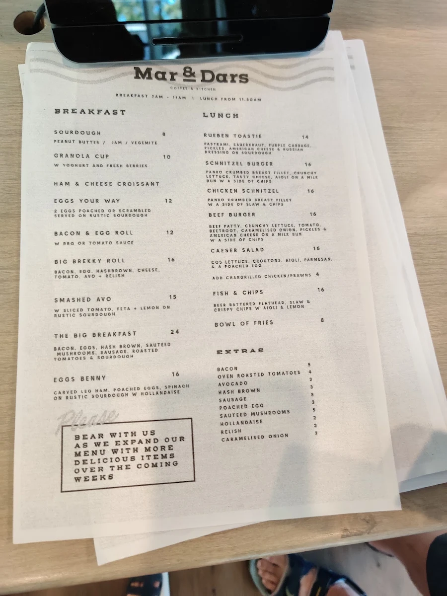 Menu, Mar & Dars