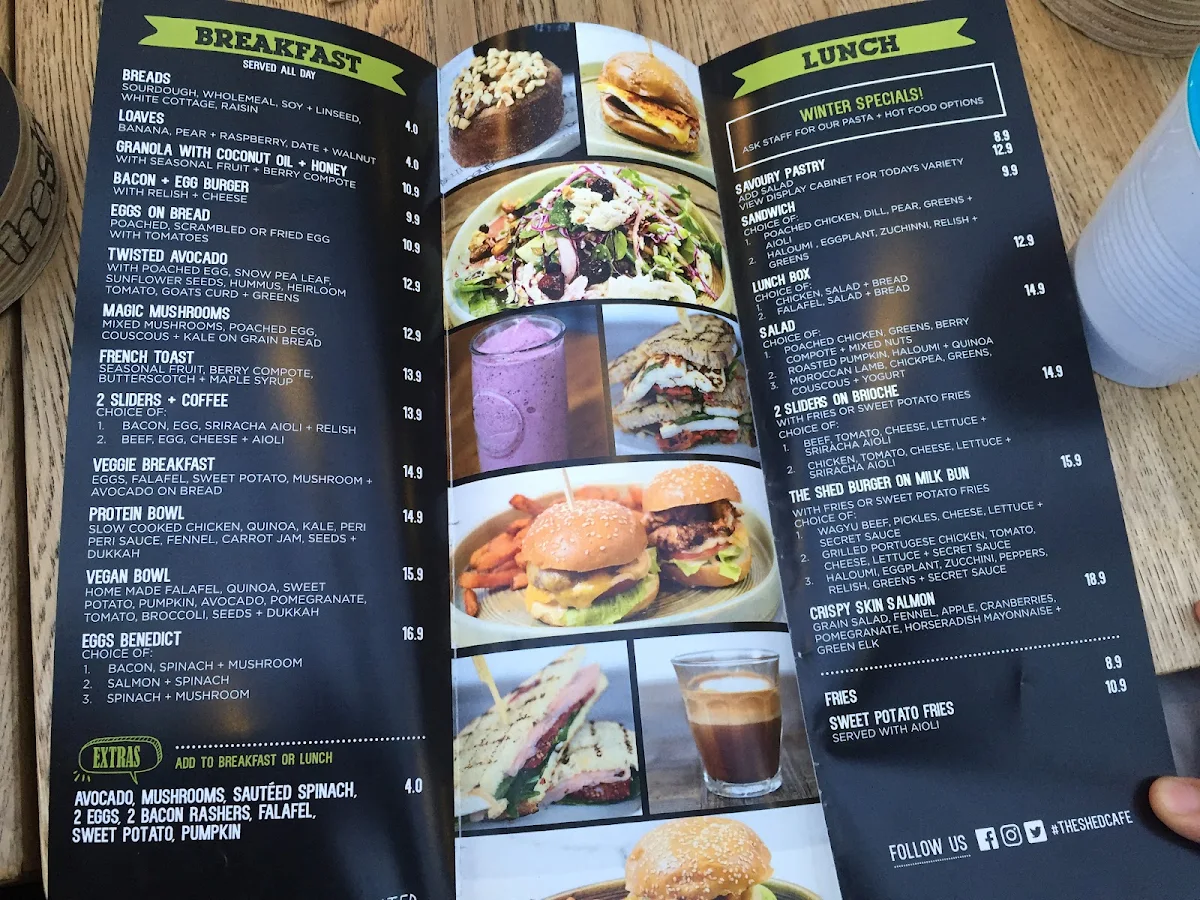 Menu, The Shed Cafe & Catering Parramatta