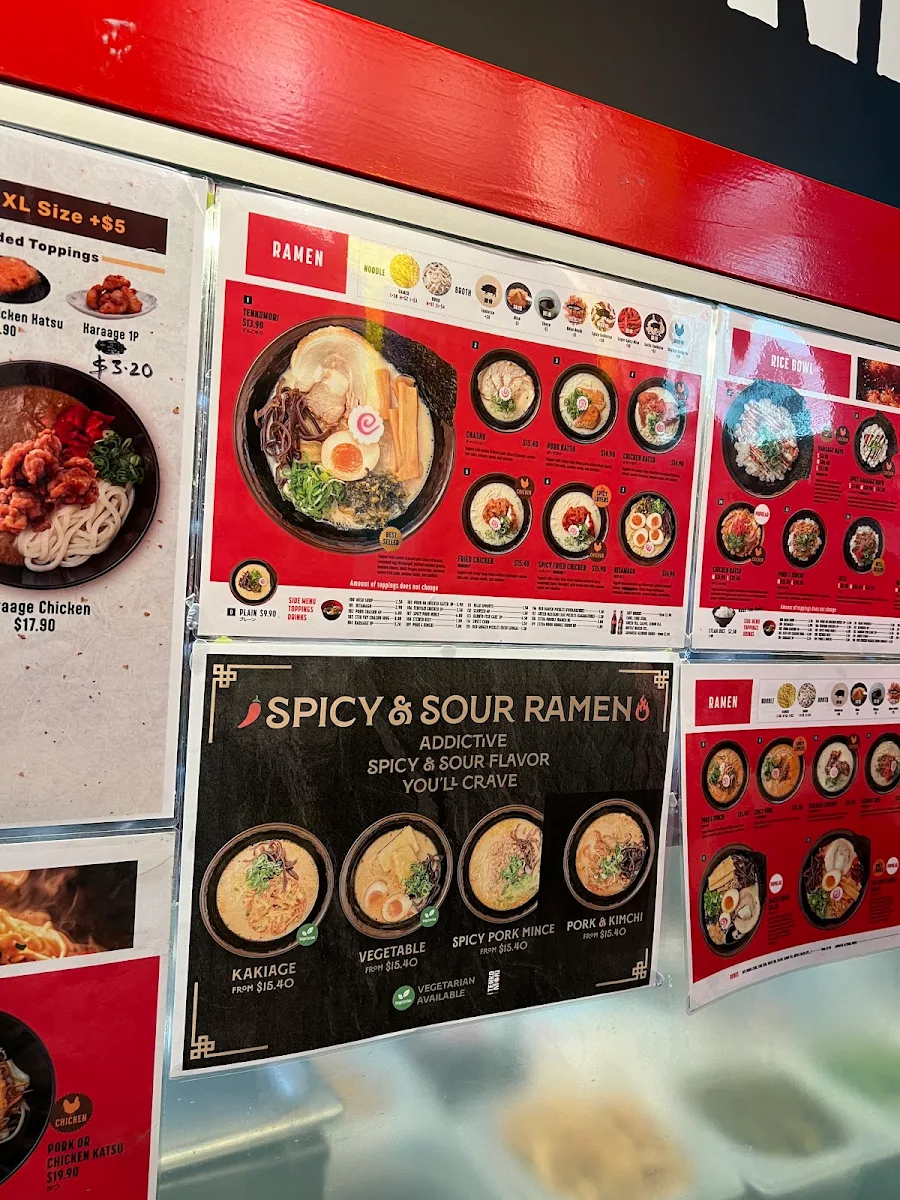 Menu, Tenkomori Ramen House Wynyard