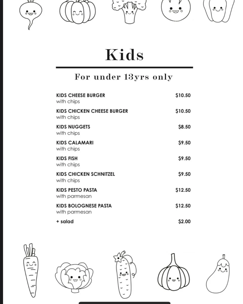 Menu, Diggers Tavern