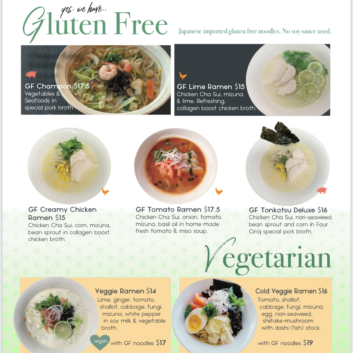 Menu, Four Cinq