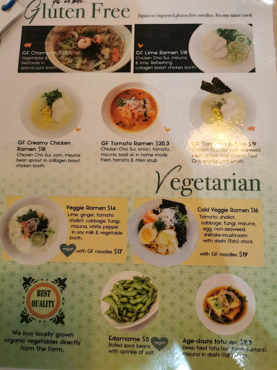 Menu, Four Cinq