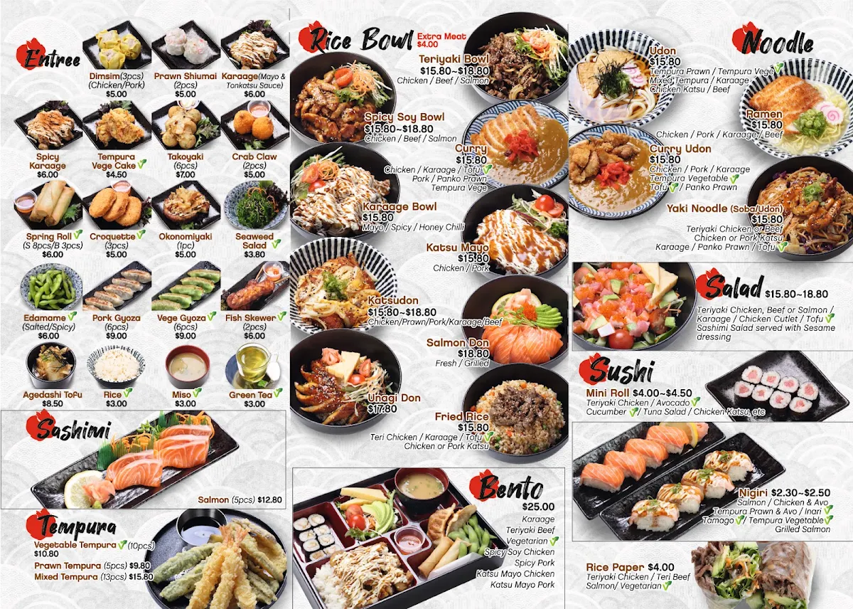 Menu, Wawa Sushi