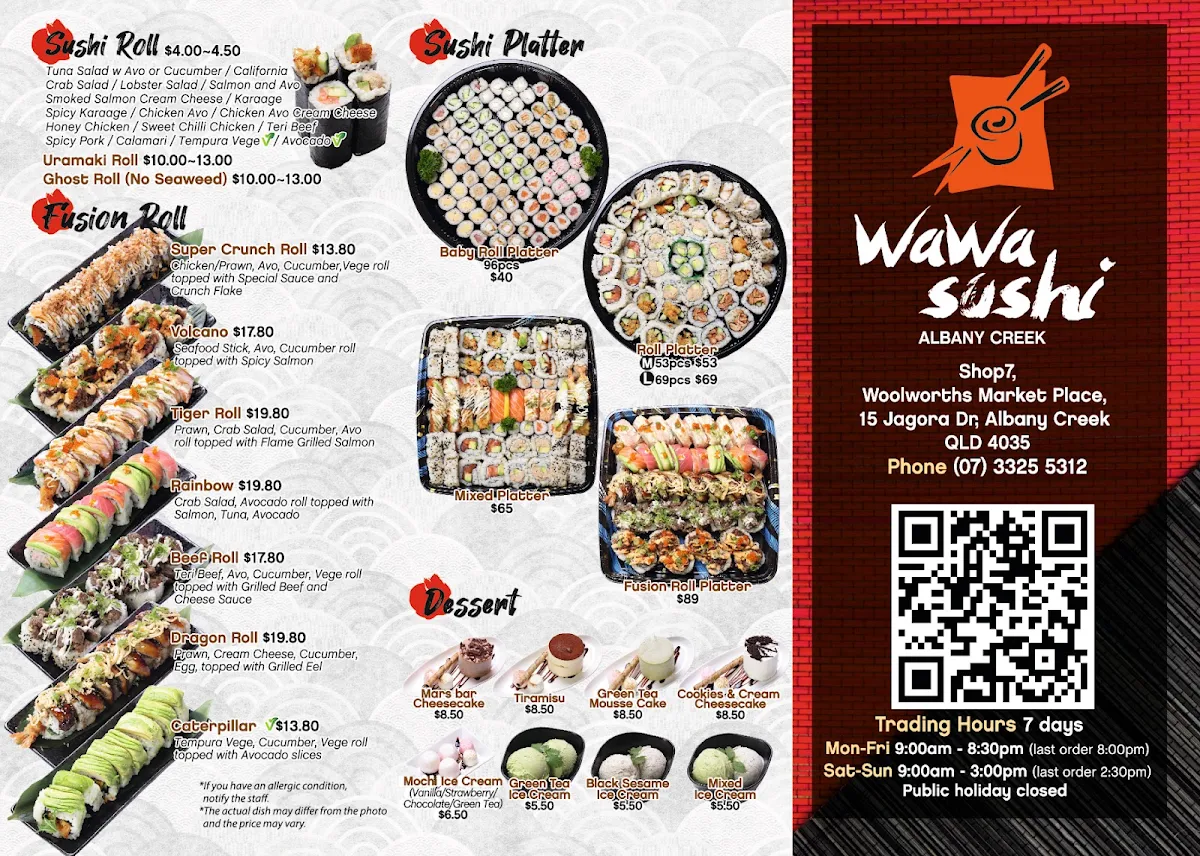Menu, Wawa Sushi
