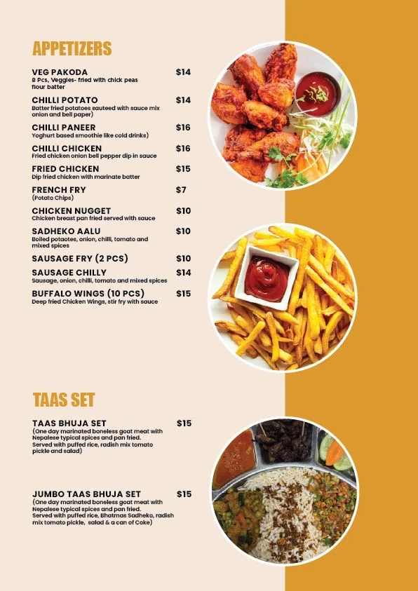 Menu, Chitwan Taas and Momo House West Ryde