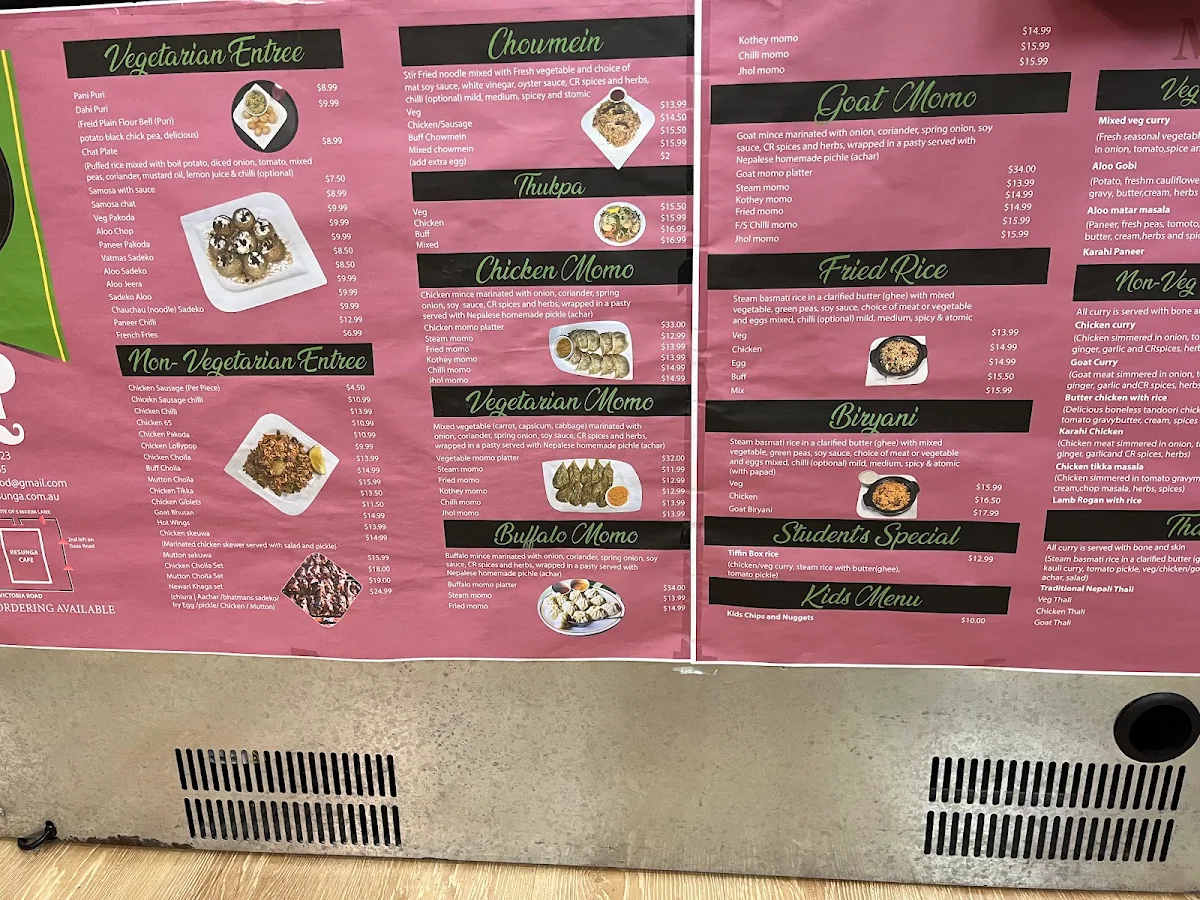 Menu, Chitwan Taas and Momo House West Ryde