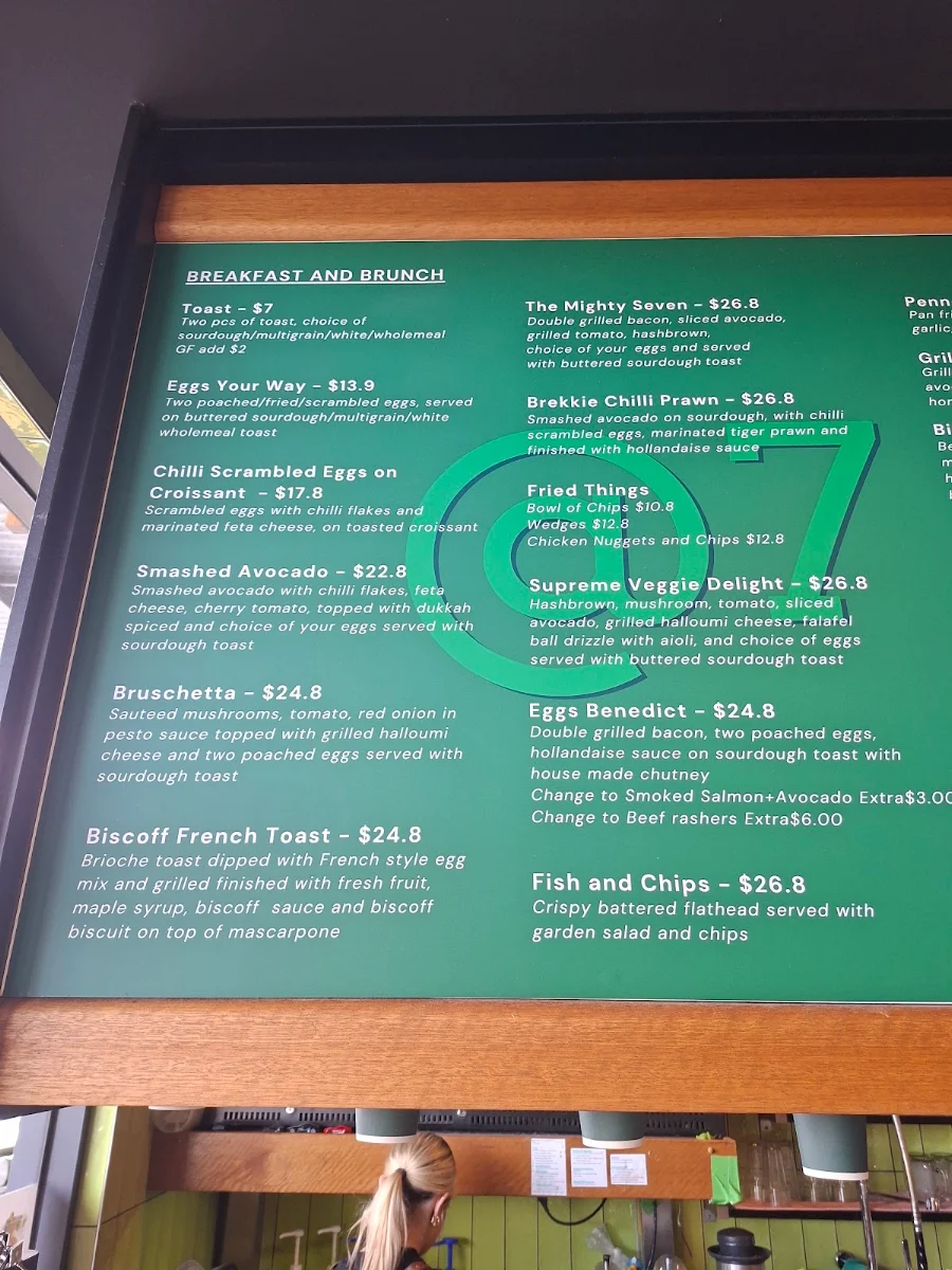 Menu, @7 cafe