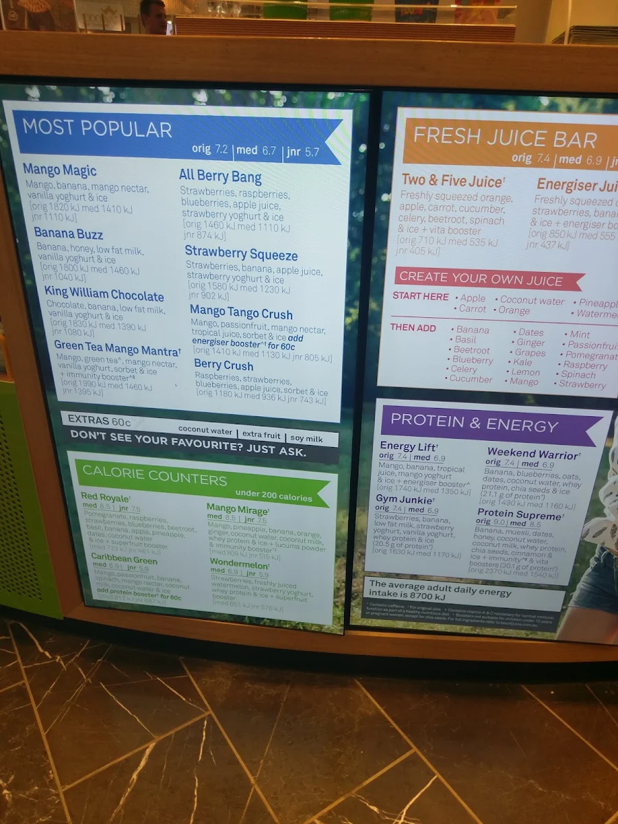 Menu, Boost Juice
