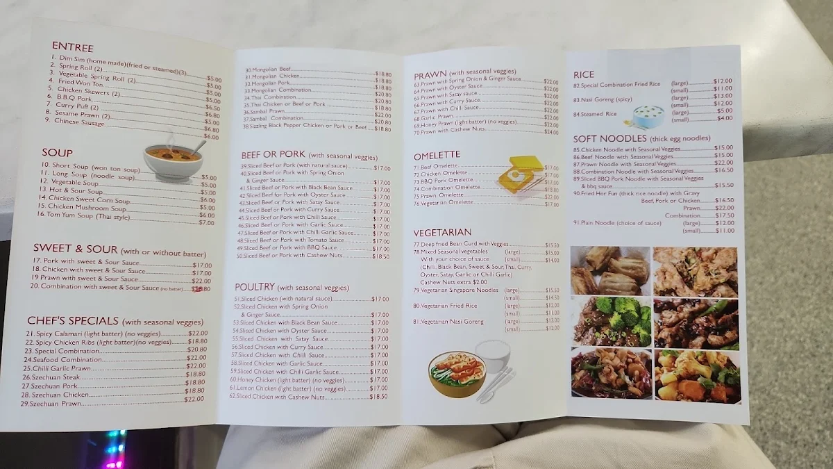 Menu, Diamond Creek Noodle Bar