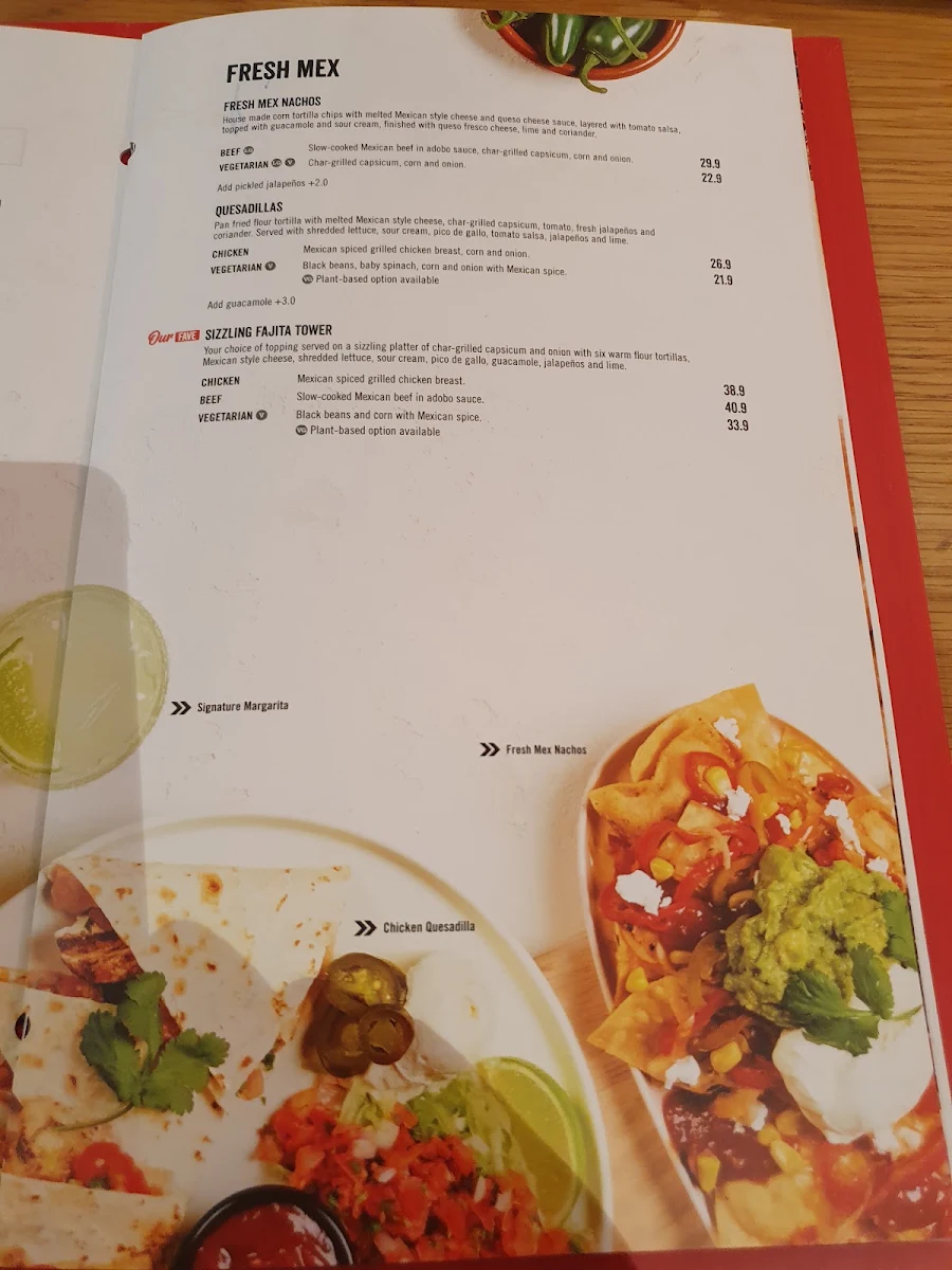 Menu, TGI Fridays Doncaster