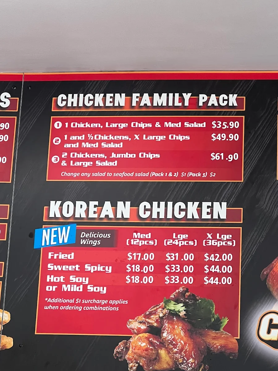 Menu, Golden Chicken And Seafood