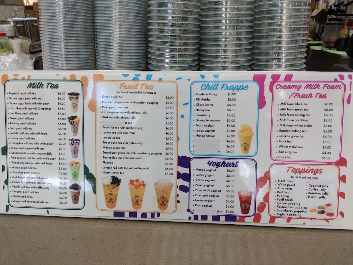 Menu, Hi Cup Bubble Tea Caneland, MACKAY