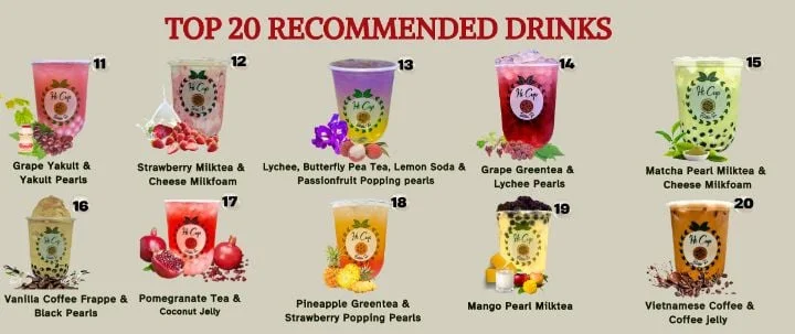 Menu, Hi Cup Bubble Tea Caneland, MACKAY