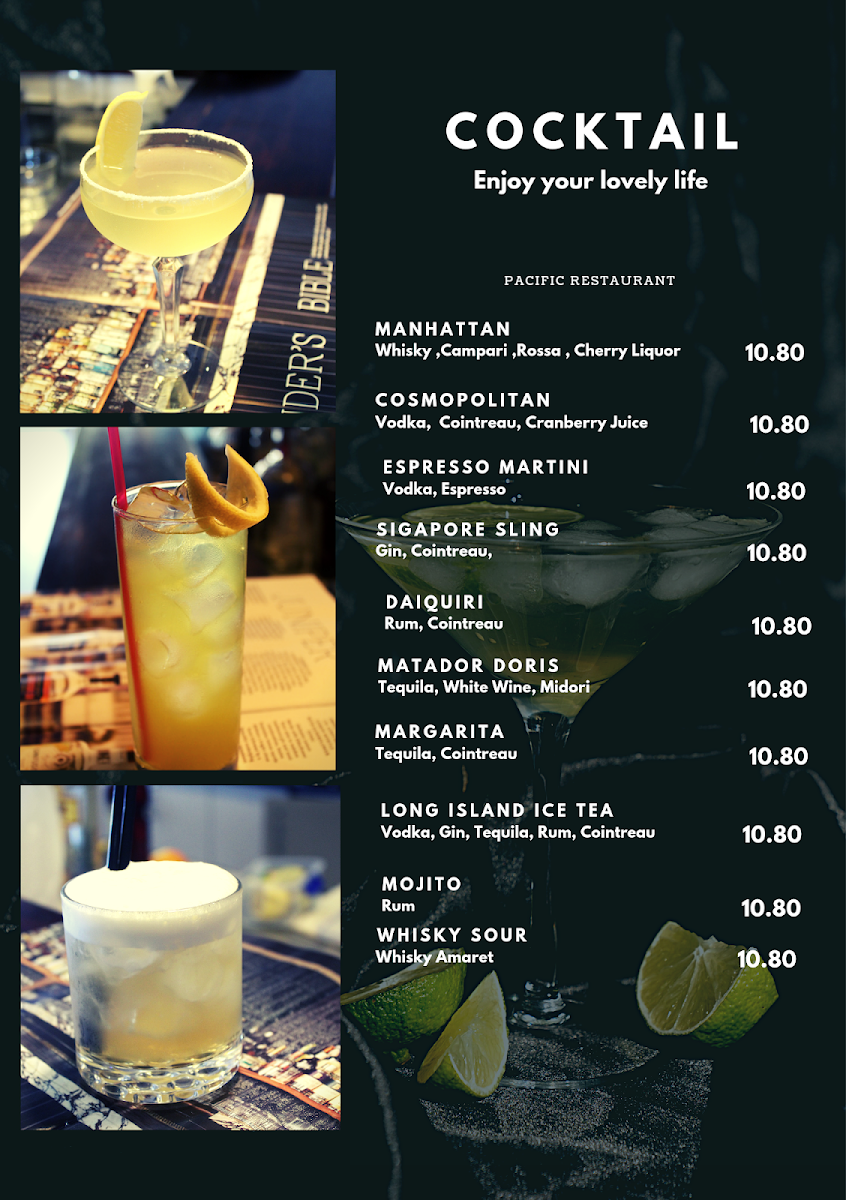 Menu, Pacific Chinese Restaurant 華苑餐廳