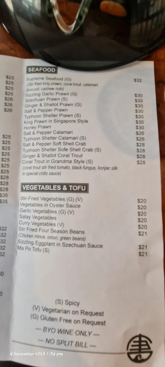 Menu, 食唐Gourmet China on Tedder