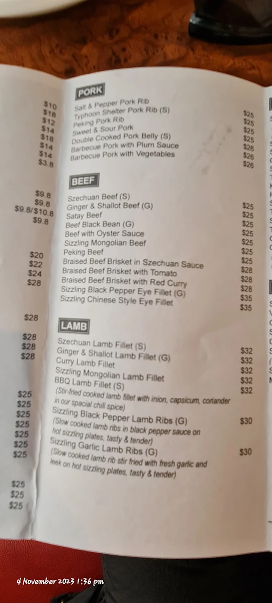 Menu, 食唐Gourmet China on Tedder