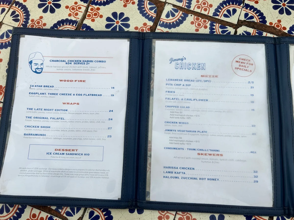 Menu, Coogee Pavilion Rooftop