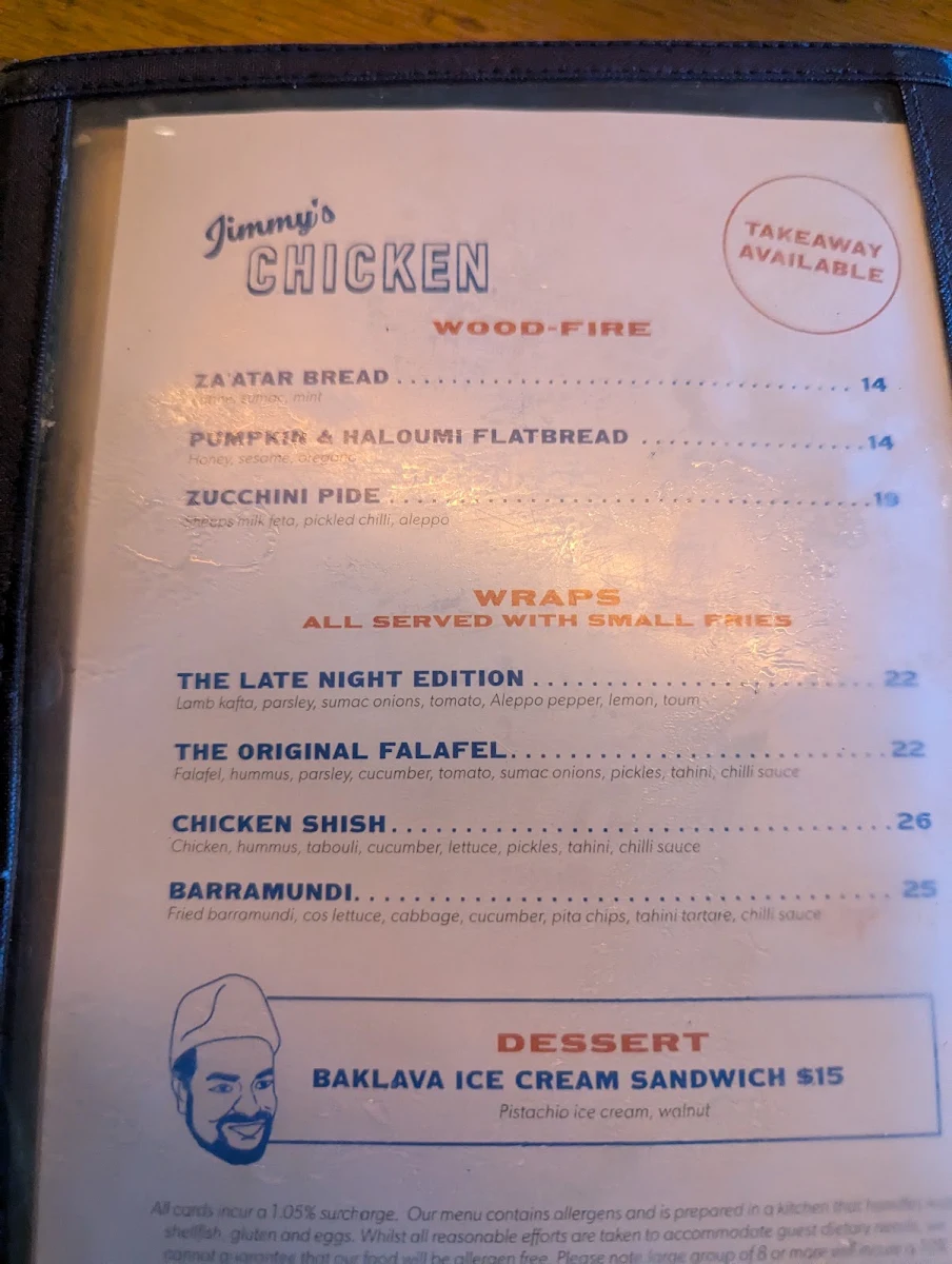 Menu, Coogee Pavilion Rooftop