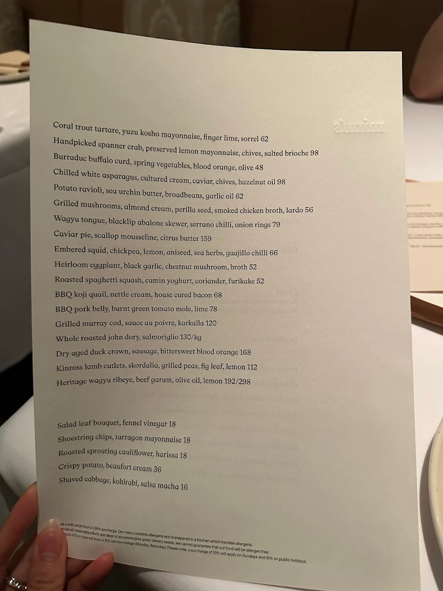 Menu, Coogee Pavilion Rooftop