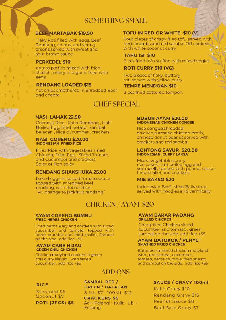 Menu, Dale La Pau