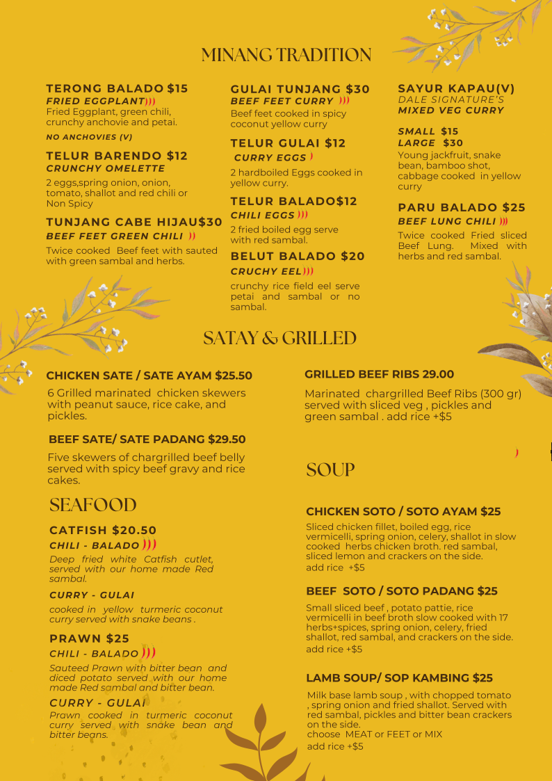 Menu, Dale La Pau
